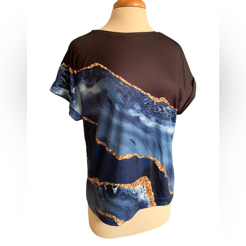 Just Fashion Now Cuffed Sleeve Blouse Size M (altered hem)